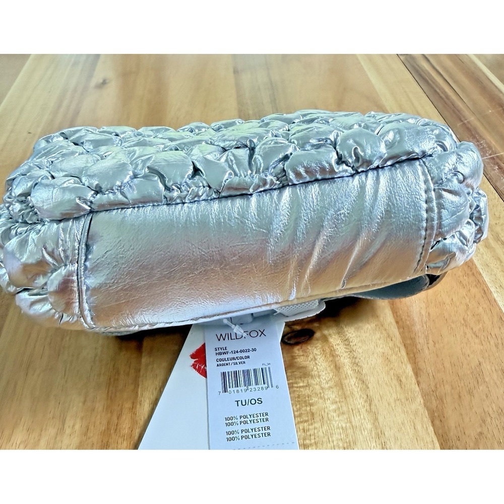 Wildfox Argent Silver Quilted Floral Puffy Fanny Pack Belt Bag Sling NWT - Picture 4 of 15